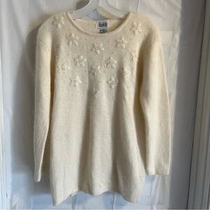 Sostanza Angora Rabbit/Lambswool‎ Blend Sweater Womens Size Medium White Soft